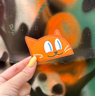 Cheeky Cat Peeker Vinyl Sticker-Stash World