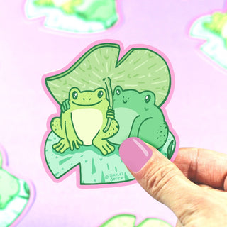 Frogs on Lilypad Vinyl Sticker-Vinyl Stickers-Stash World