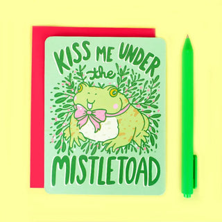 Kiss Me Under The Mistletoad - Christmas Card-Stash World