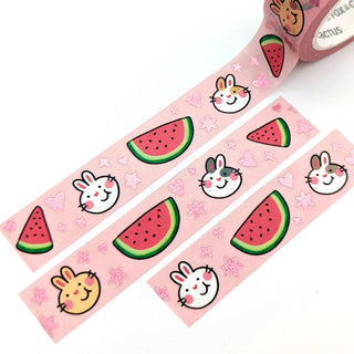 Melon Bunny Washi Tape (Pink Foil)-Stash World