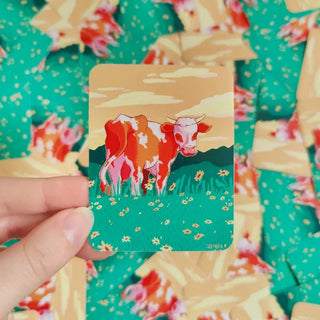 Sunset Cow Vinyl Sticker-Stash World